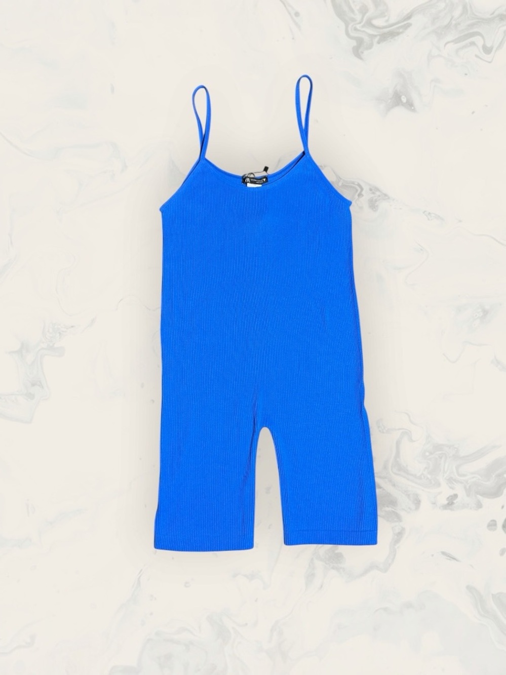 NWT Zara Electric Blue Ribbed Spaghetti Strap Bodysuit